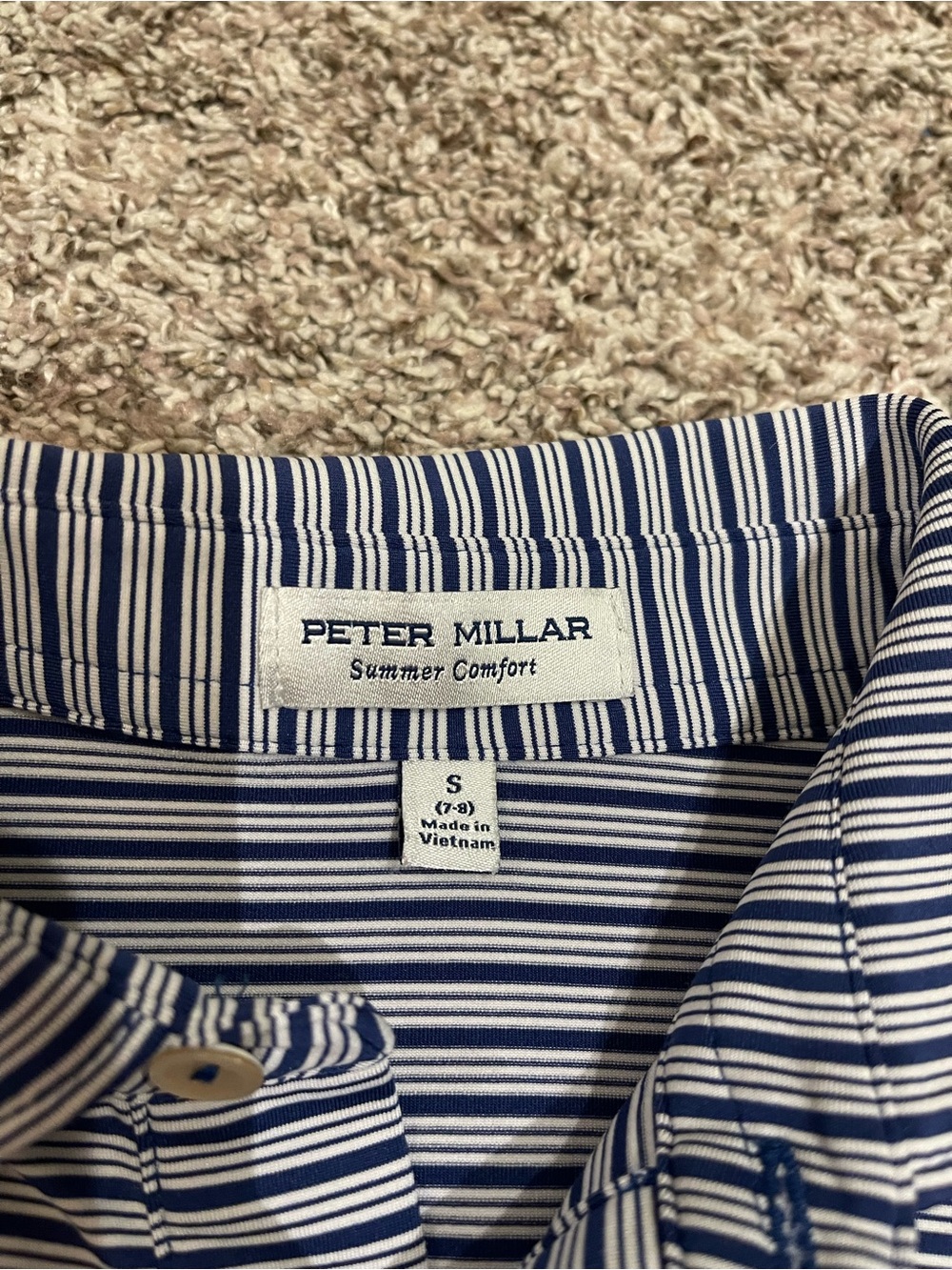 Peter Millar Stripe Stretch Jersey Polo Boys Youth Size Small 7-8 - Picture 2 of 5